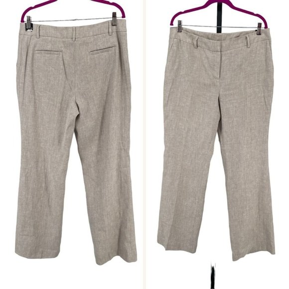 NWT Jones New York Wide Leg Linen Womens Pants sz 12 Gray Lagenlook Mid Rise - Picture 1 of 9